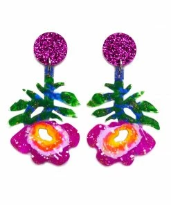 Lucinda's Purple Flower Acrylic Earring New