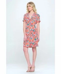 Lucinda's New Teal/Red Mix Floral Dress