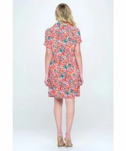 Lucinda's New Teal/Red Mix Floral Dress
