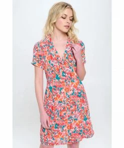 Lucinda's New Teal/Red Mix Floral Dress