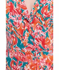 Lucinda's New Teal/Red Mix Floral Dress