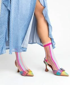 Lucinda's New Candy Stripe Sheer Ruffle Crew Socks 13 Lucinda's New Candy Stripe Sheer Ruffle Crew Socks
