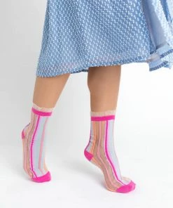 Lucinda's New Candy Stripe Sheer Ruffle Crew Socks 14 Lucinda's New Candy Stripe Sheer Ruffle Crew Socks
