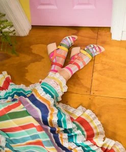 Lucinda's New Candy Stripe Sheer Ruffle Crew Socks 15 Lucinda's New Candy Stripe Sheer Ruffle Crew Socks