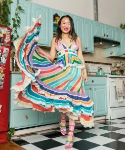 Lucinda's New Candy Stripe Sheer Ruffle Crew Socks 16 Lucinda's New Candy Stripe Sheer Ruffle Crew Socks