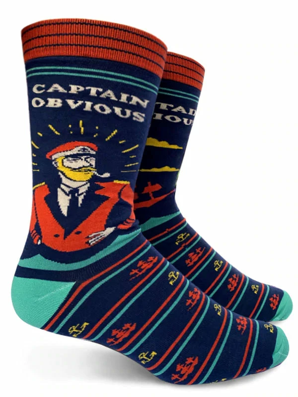 Lucinda's New Captain Obvious Men's Crew Socks 3 Lucinda's New Captain Obvious Men's Crew Socks