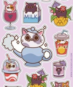 Lucinda's New Cat Drinks Stickers