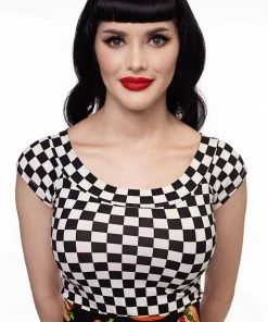 Lucinda's Checkers Boat Neck Top