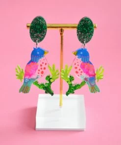 Lucinda's Colorful Tropical Bird Earrings New