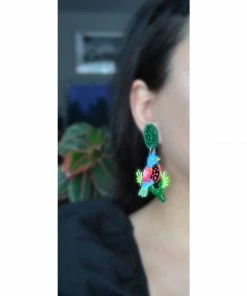 Lucinda's Colorful Tropical Bird Earrings New