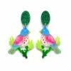 Lucinda's Colorful Tropical Bird Earrings New