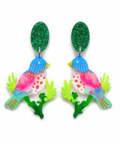 Lucinda's Colorful Tropical Bird Earrings New