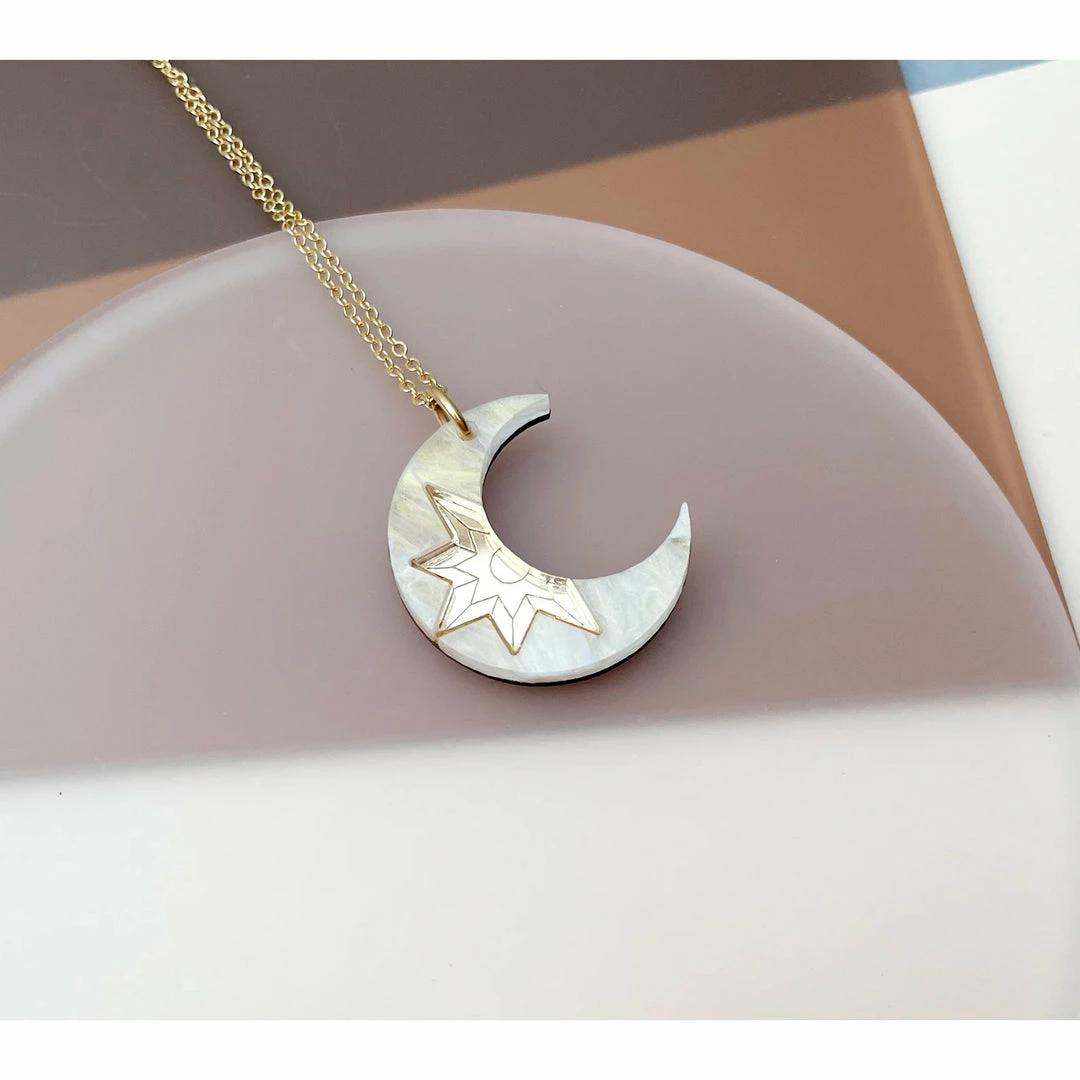 Lucinda's Pearl Crescent Moon Necklace