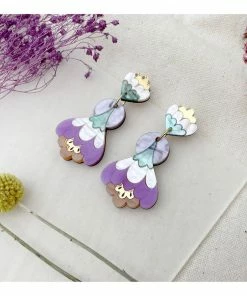 Lucinda's Purple Crocus Drop Earrings New