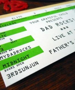 Lucinda's New Dad Rocks Ticket Card