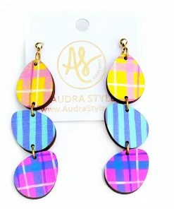 Lucinda's Plaid Easter Egg Earrings New