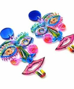 Lucinda's New Electric Blue & Hot Pink Face Earrings
