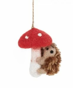 Lucinda's Felt Hedgehog On Toadstool New