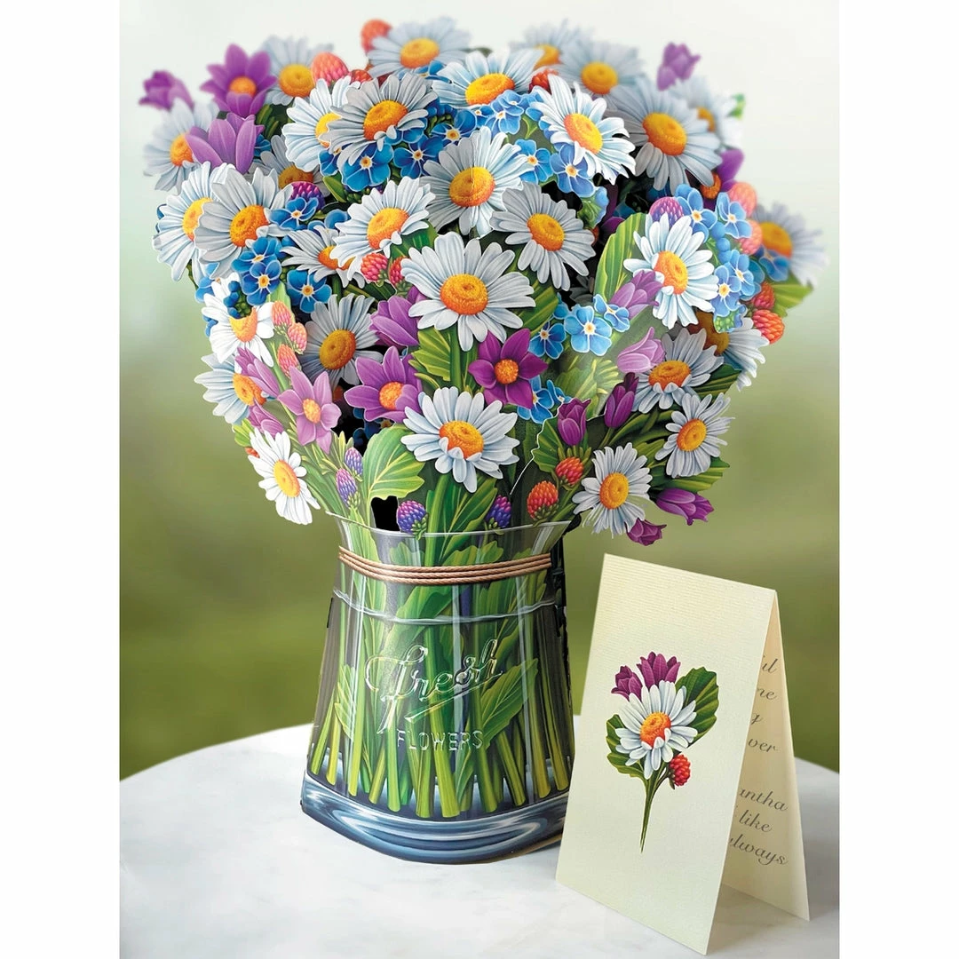 Lucinda's Field Of Daisies Pop Up Bouquet Card New 4 Lucinda's Field Of Daisies Pop Up Bouquet Card New