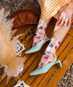 Lucinda's Gingham Fruit Sheer Socks