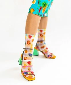 Lucinda's Gingham Fruit Sheer Socks