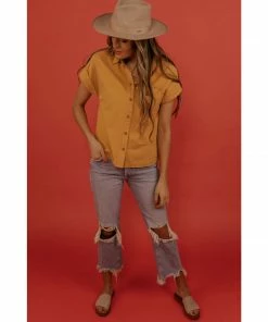 Lucinda's Goldenrod Lily Button Up New