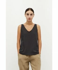 Lucinda's Washed Black Raw Edge Tank