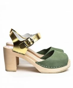 Lucinda's Moss Green Gold Visby Heel