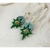 Lucinda's New Green/Gold Star Deco Hoop Earrings