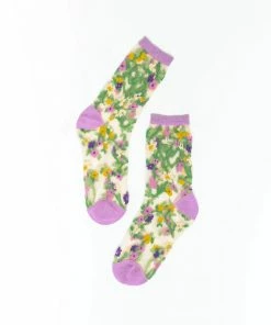 Lucinda's Heart Floral Sheer Crew Socks