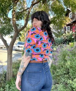 Lucinda's Nooworks Psychedelic Eyes Puff Top New 9 Lucinda's Nooworks Psychedelic Eyes Puff Top New