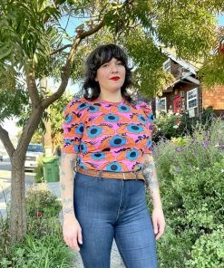 Lucinda's Nooworks Psychedelic Eyes Puff Top New