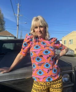 Lucinda's Nooworks Psychedelic Eyes Puff Top New 10 Lucinda's Nooworks Psychedelic Eyes Puff Top New