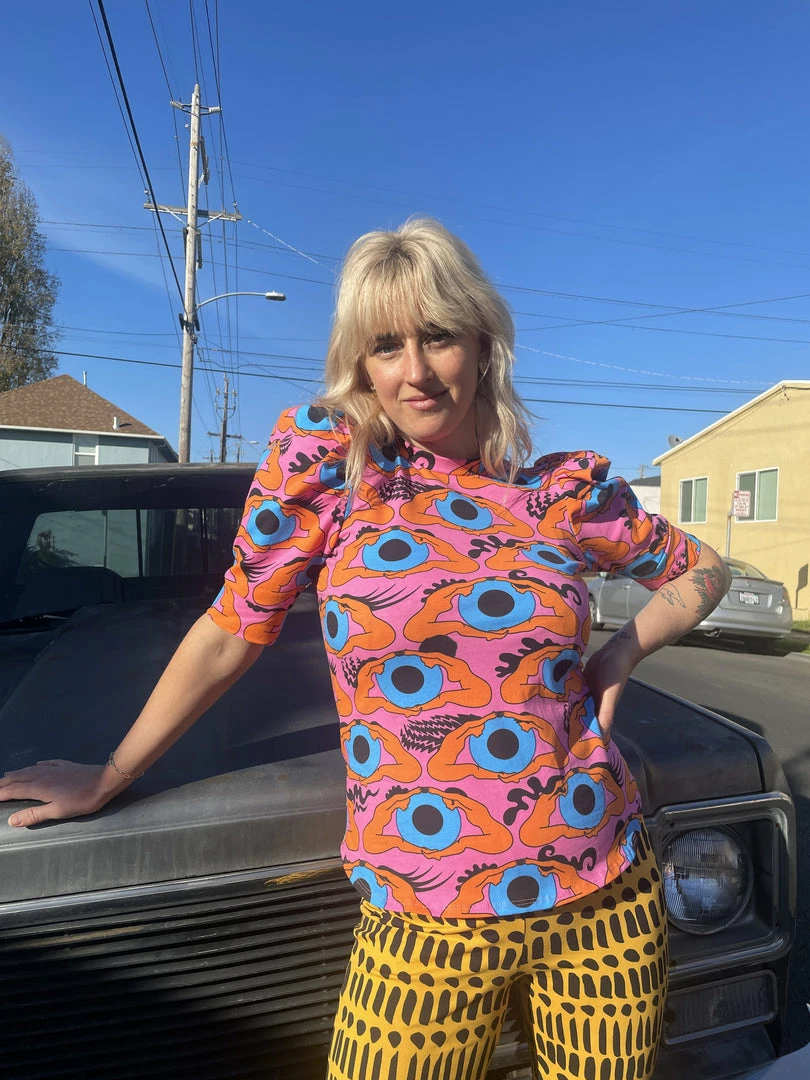 Lucinda's Nooworks Psychedelic Eyes Puff Top New 6 Lucinda's Nooworks Psychedelic Eyes Puff Top New