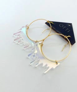 Lucinda's Iridescent Slime Hoop Earring New