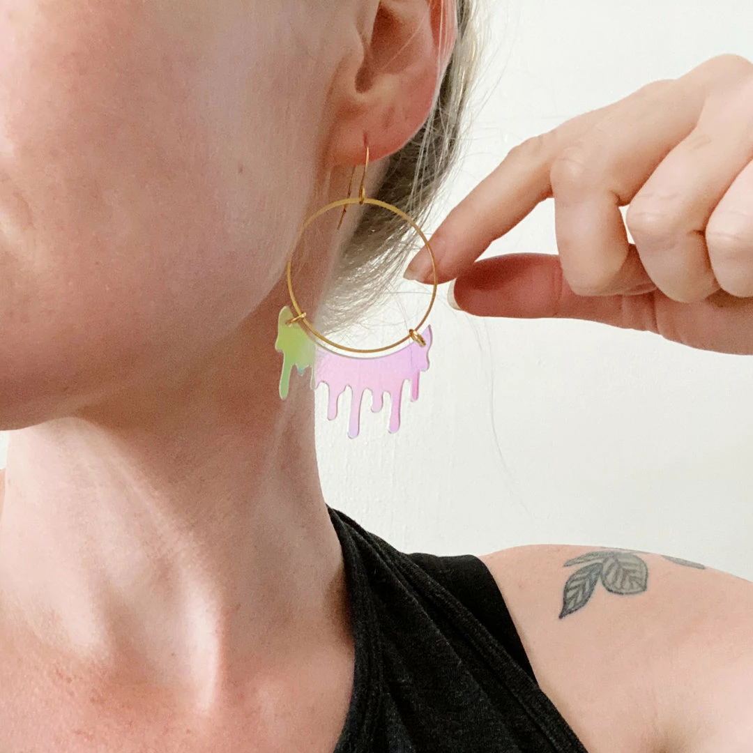 Lucinda's Iridescent Slime Hoop Earring New 4 Lucinda's Iridescent Slime Hoop Earring New