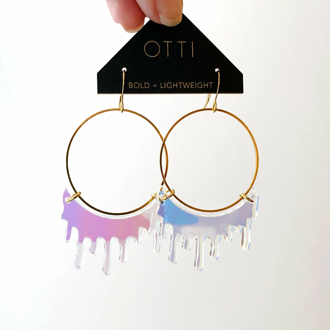 Lucinda's Iridescent Slime Hoop Earring New 5 Lucinda's Iridescent Slime Hoop Earring New
