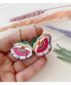 Lucinda's Isobel Sunset Floral Hoop Earrings New