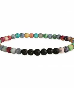 Lucinda's Rainbow Marble Lava Bead Bracelet