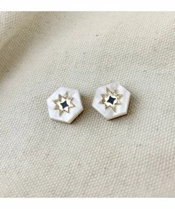 Lucinda's New Pearl Mini Star Hexagon Studs