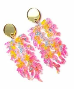 Lucinda's Neon Pink Coral Earrings New