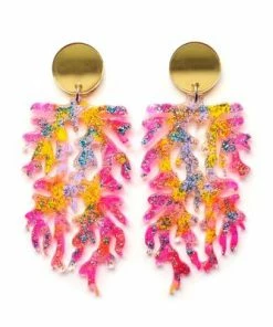 Lucinda's Neon Pink Coral Earrings New