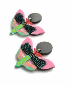 Lucinda's Pastel & Black Butterfly Earrings New