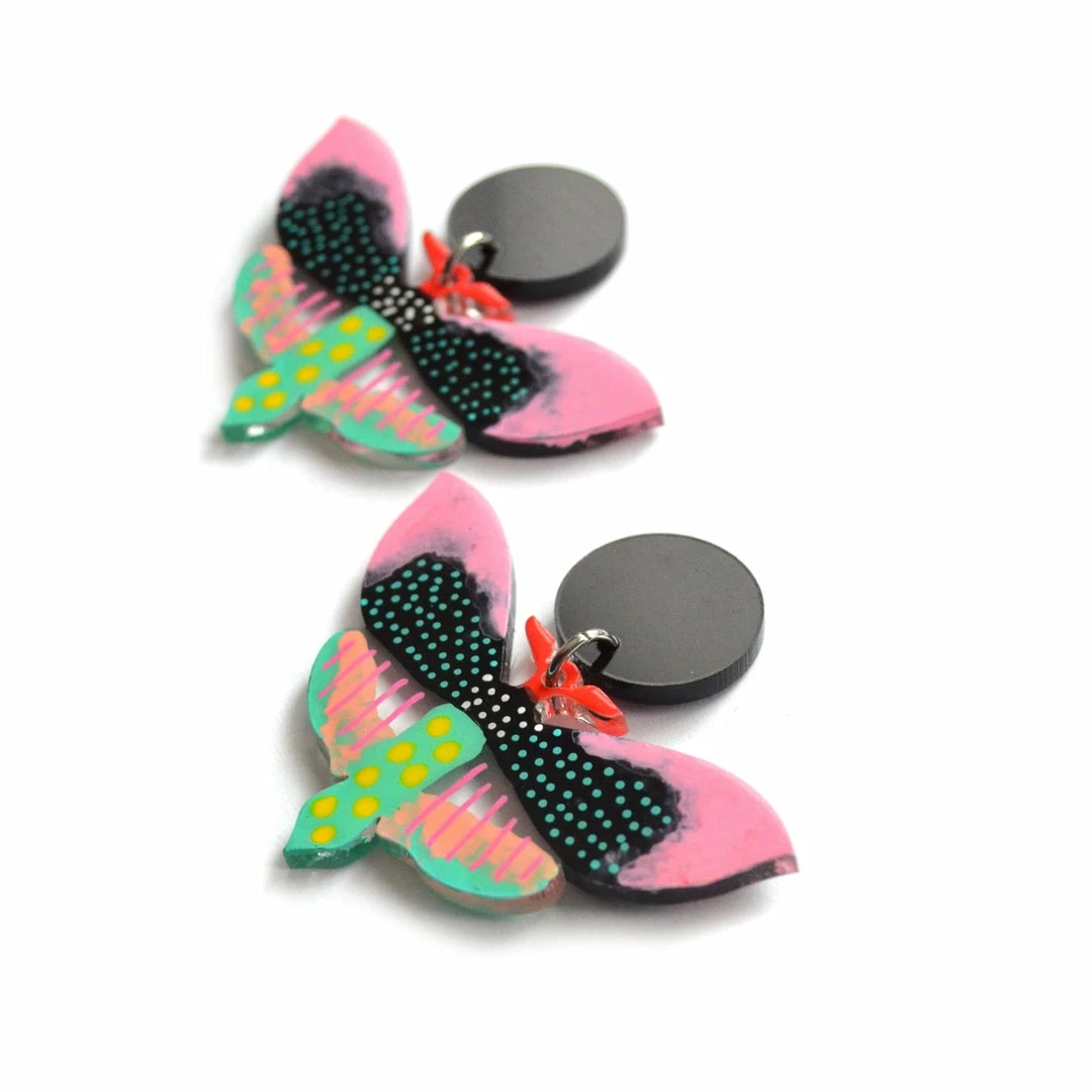 Lucinda's Pastel & Black Butterfly Earrings New 3 Lucinda's Pastel & Black Butterfly Earrings New