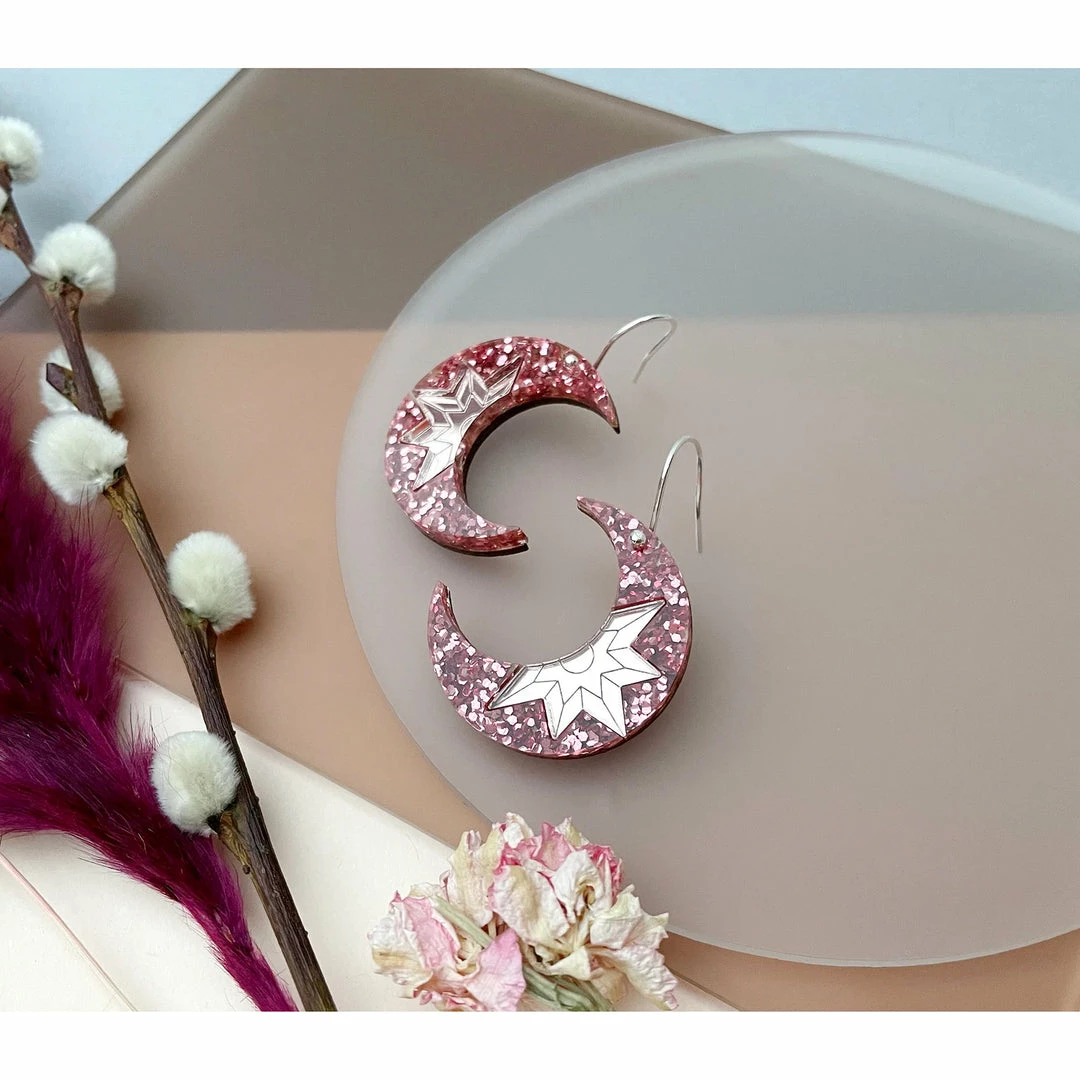 Lucinda's Pink Crescent Moon Earrings