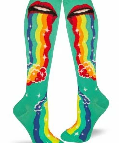 Lucinda's Puking Rainbow Knee Socks New