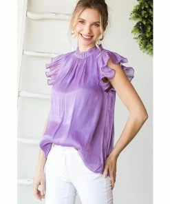 Lucinda's Lilac Ruffle Sleeve Top