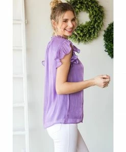 Lucinda's Lilac Ruffle Sleeve Top