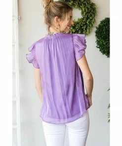 Lucinda's Lilac Ruffle Sleeve Top