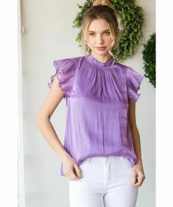 Lucinda's Lilac Ruffle Sleeve Top